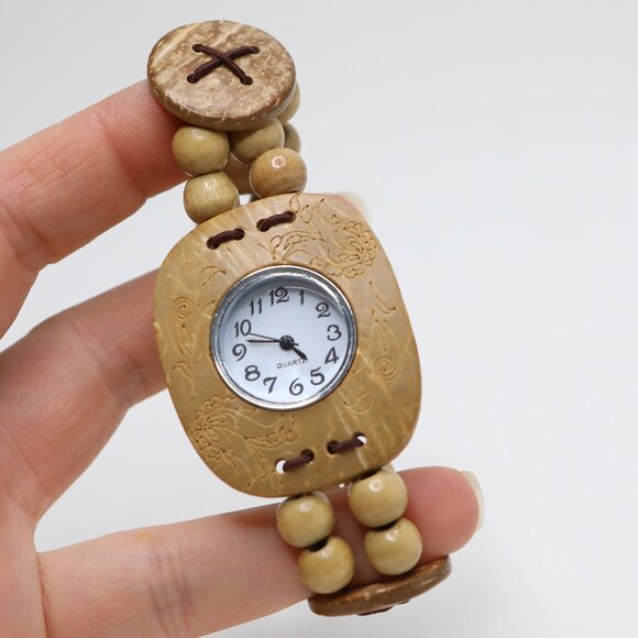 Natural Wood Watch Women’s Lightweight Sustainable Analog Quartz Boho - Picture 5 of 10